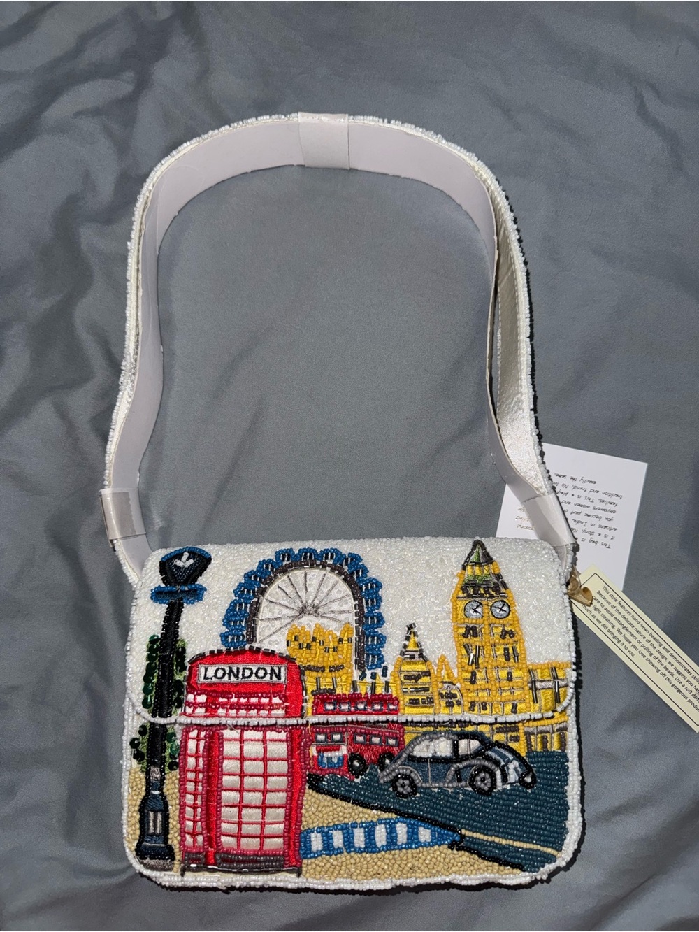 London Themed Beaded Shoulder Bag Handmade in India New with Tags